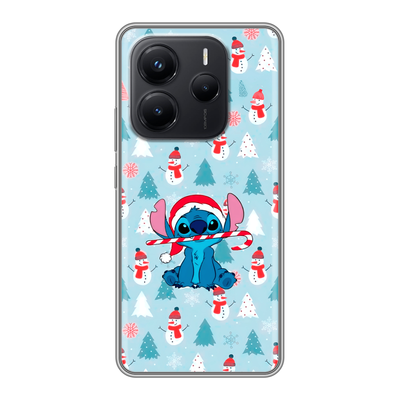 Силиконовый чехол на Xiaomi Redmi Note 14 с принтом Стич Новый год Силиконовый чехол на Xiaomi Redmi Note 14 с принтом Стич Новый год