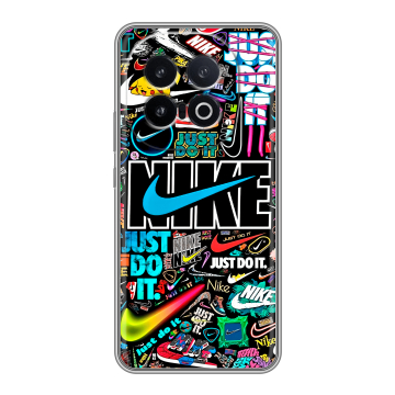 Силиконовый чехол на IQOO 13 с принтом найк nike черный