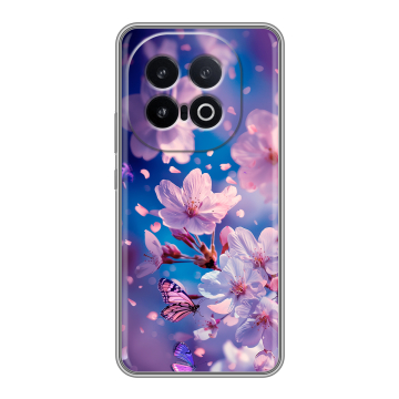Силиконовый чехол на IQOO 13 с принтом цветы бабочки Силиконовый чехол на IQOO 13 с принтом цветы бабочки