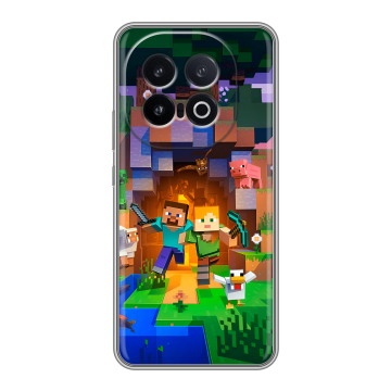 Силиконовый чехол на IQOO 13 с принтом Майнкрафт Minecraft