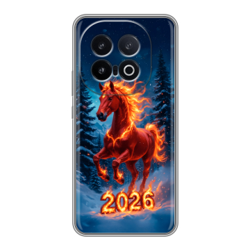 Силиконовый чехол на IQOO 13 с принтом Новый год коня