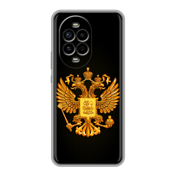 Силиконовый чехол на Huawei Nova 13 Pro с принтом Герб России желтый Силиконовый чехол на Huawei Nova 13 Pro с принтом Герб России желтый
