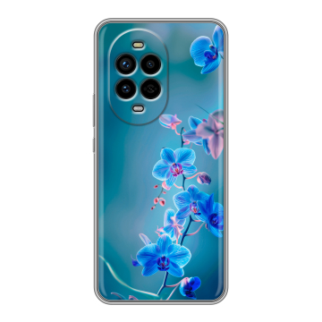Силиконовый чехол на Huawei Nova 13 Pro с принтом Голубые цветы Силиконовый чехол на Huawei Nova 13 Pro с принтом Голубые цветы