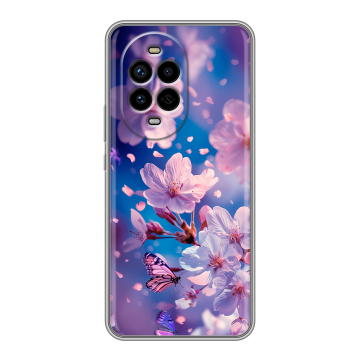Силиконовый чехол на Huawei Nova 13 Pro с принтом цветы бабочки Силиконовый чехол на Huawei Nova 13 Pro с принтом цветы бабочки