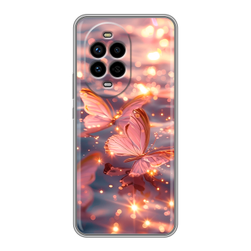 Силиконовый чехол на Huawei Nova 13 Pro с принтом бабочки розовые Силиконовый чехол на Huawei Nova 13 Pro с принтом бабочки розовые
