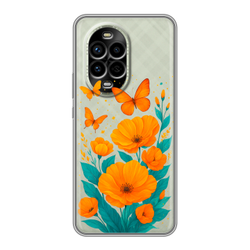 Силиконовый чехол на Huawei Nova 13 Pro с принтом цветы бабочки Силиконовый чехол на Huawei Nova 13 Pro с принтом цветы бабочки