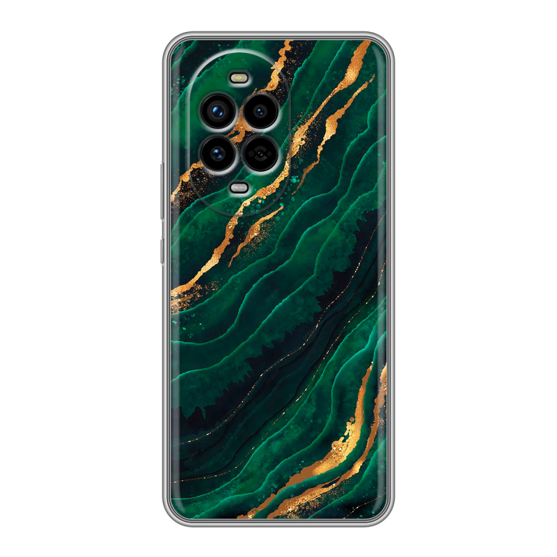 Силиконовый чехол на Huawei Nova 13 Pro с принтом Мрамор зеленое золото Силиконовый чехол на Huawei Nova 13 Pro с принтом Мрамор зеленое золото