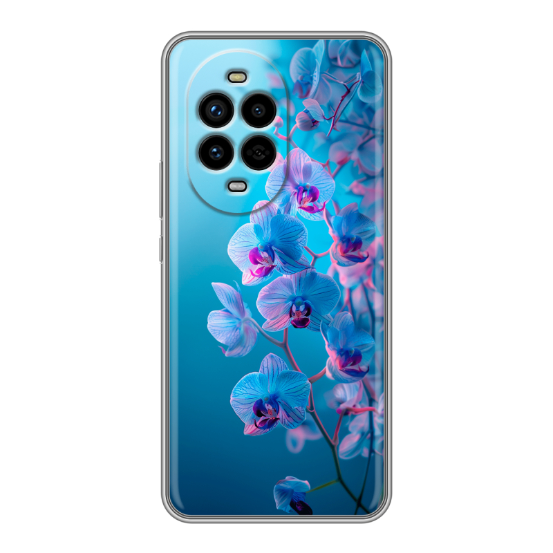 Силиконовый чехол на Huawei Nova 13 Pro с принтом голубые орхидеи Силиконовый чехол на Huawei Nova 13 Pro с принтом голубые орхидеи
