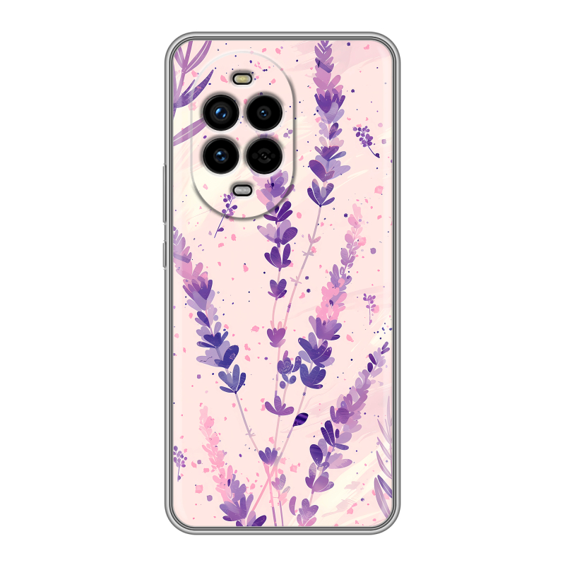 Силиконовый чехол на Huawei Nova 13 Pro с принтом цветы лаванда Силиконовый чехол на Huawei Nova 13 Pro с принтом цветы лаванда
