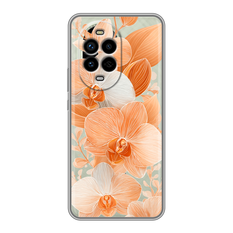 Силиконовый чехол на Huawei Nova 13 Pro с принтом Бежевые цветы Силиконовый чехол на Huawei Nova 13 Pro с принтом Бежевые цветы