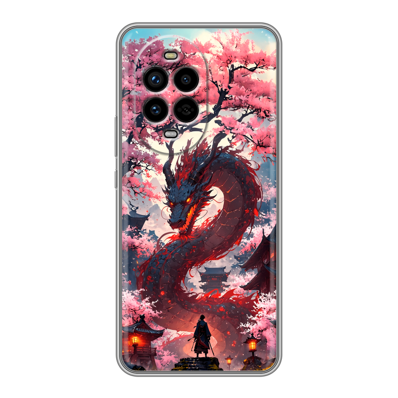 Силиконовый чехол на Huawei Nova 13 Pro с принтом Дракон Японский Силиконовый чехол на Huawei Nova 13 Pro с принтом Дракон Японский