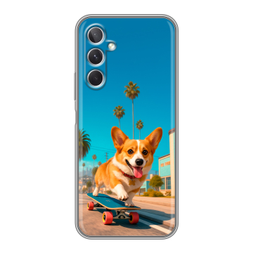 Силиконовый чехол на Samsung Galaxy A26 5g с принтом Корги на скейте