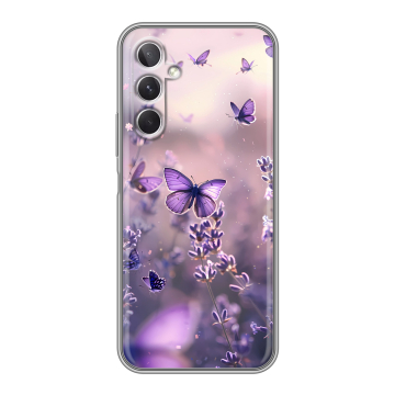Силиконовый чехол на Samsung Galaxy A26 5g с принтом бабочки и лаванда Силиконовый чехол на Samsung Galaxy A26 5g с принтом бабочки и лаванда