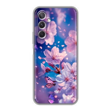 Силиконовый чехол на Samsung Galaxy A26 5g с принтом цветы бабочки Силиконовый чехол на Samsung Galaxy A26 5g с принтом цветы бабочки