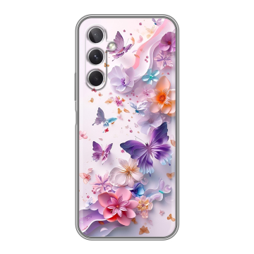 Силиконовый чехол на Samsung Galaxy A26 5g с принтом цветы бабочки Силиконовый чехол на Samsung Galaxy A26 5g с принтом цветы бабочки
