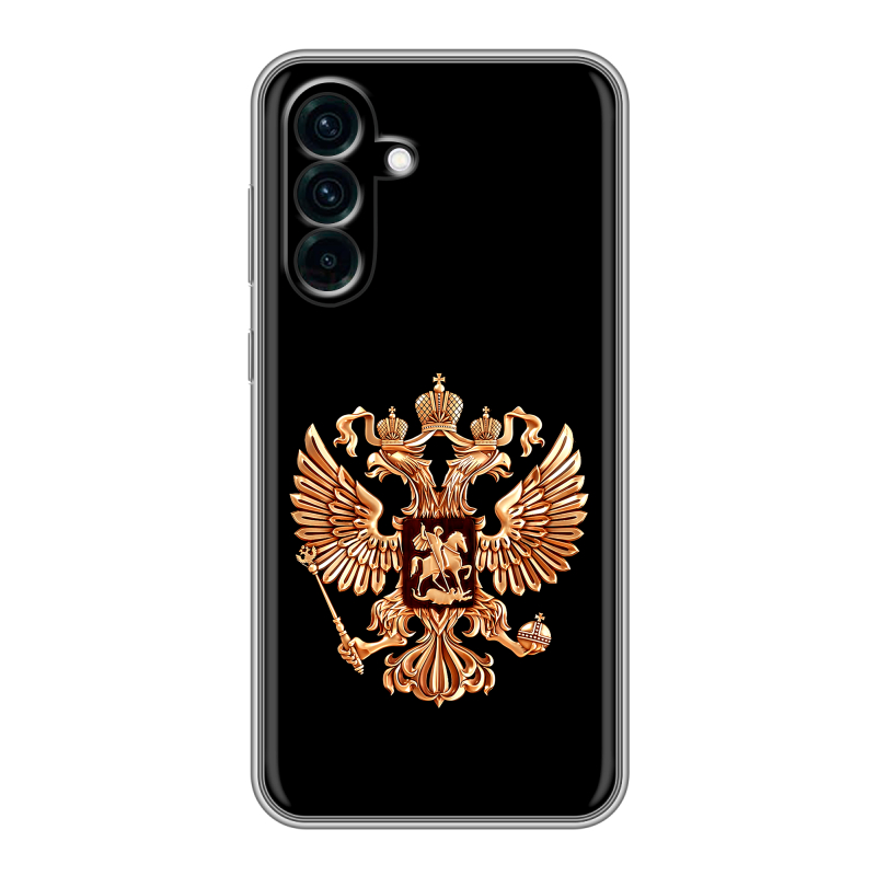 Силиконовый чехол на Samsung Galaxy A56 5g с принтом Герб России золотой Силиконовый чехол на Samsung Galaxy A56 5g с принтом Герб России золотой