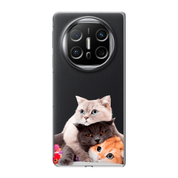 Пластиковый чехол на Huawei Mate X6 с принтом Кошки Пластиковый чехол на Huawei Mate X6 с принтом Кошки