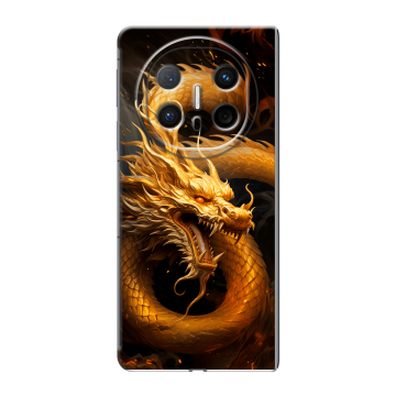 Пластиковый чехол на Huawei Mate X6 с принтом Золотой дракон