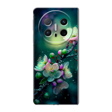 Пластиковый чехол на Huawei Mate X6 с принтом Цветы и мрамор
