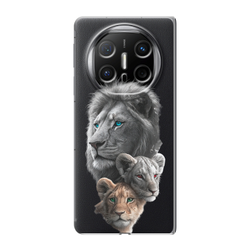 Пластиковый чехол на Huawei Mate X6 с принтом Львы Пластиковый чехол на Huawei Mate X6 с принтом Львы