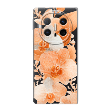 Пластиковый чехол на Huawei Mate X6 с принтом Бежевые цветы Пластиковый чехол на Huawei Mate X6 с принтом Бежевые цветы