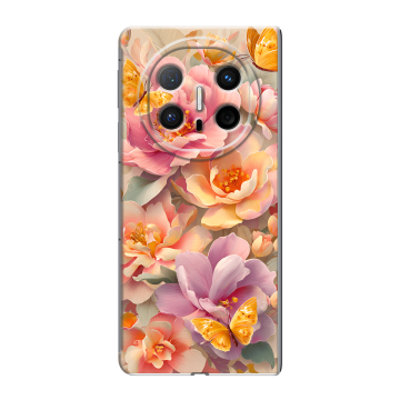 Пластиковый чехол на Huawei Mate X6 с принтом Цветы и бабочки Пластиковый чехол на Huawei Mate X6 с принтом Цветы и бабочки