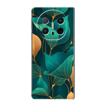Пластиковый чехол на Huawei Mate X6 с принтом Листья и золото Пластиковый чехол на Huawei Mate X6 с принтом Листья и золото