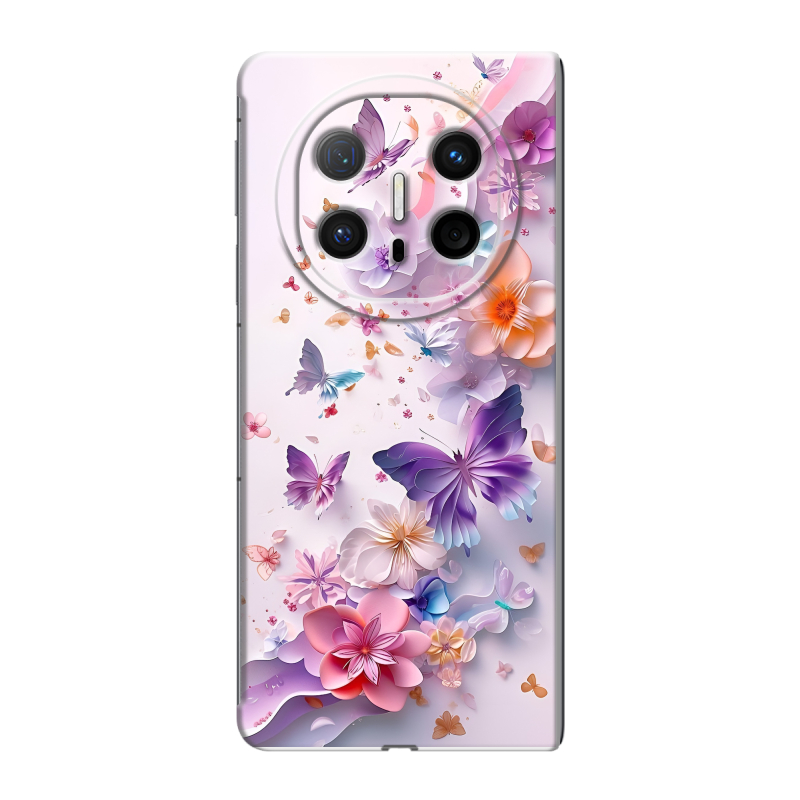 Пластиковый чехол на Huawei Mate X6 с принтом цветы бабочки Пластиковый чехол на Huawei Mate X6 с принтом цветы бабочки
