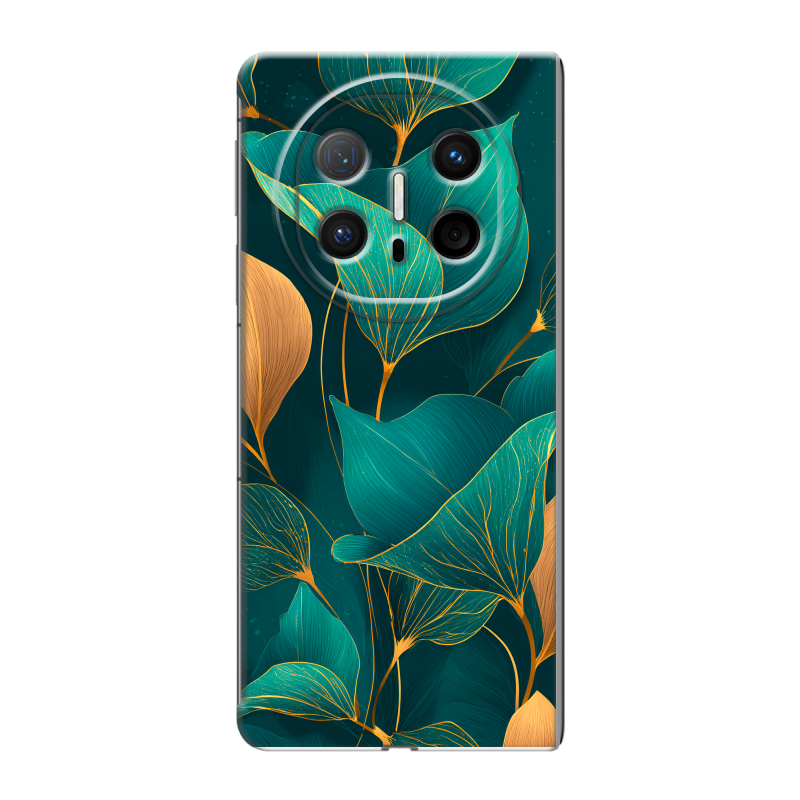 Пластиковый чехол на Huawei Mate X6 с принтом Листья и золото Пластиковый чехол на Huawei Mate X6 с принтом Листья и золото