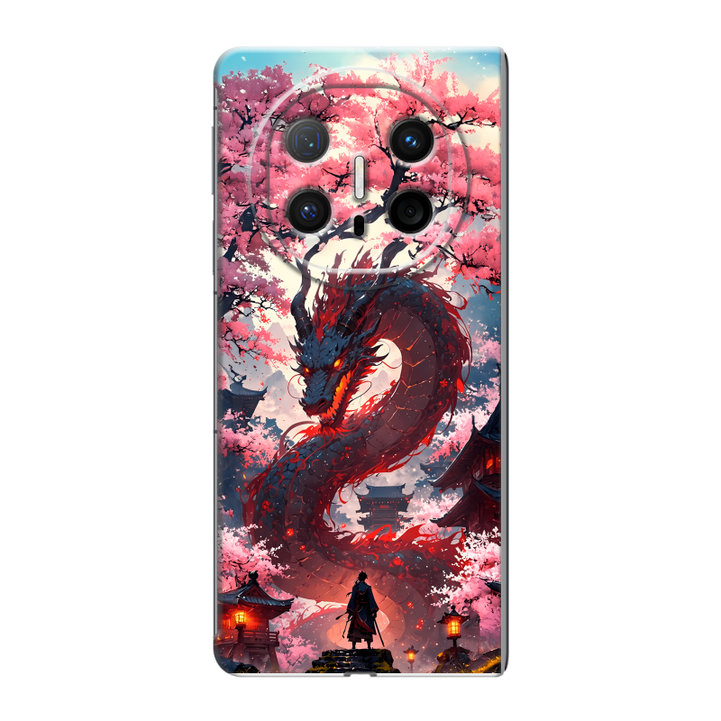 Пластиковый чехол на Huawei Mate X6 с принтом Дракон Японский Пластиковый чехол на Huawei Mate X6 с принтом Дракон Японский