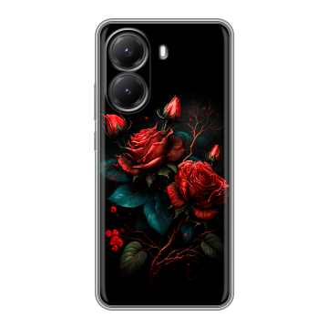 Силиконовый чехол на Poco X7 Pro с принтом Розы красные Силиконовый чехол на Poco X7 Pro с принтом Розы красные