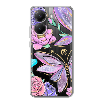 Силиконовый чехол на Poco X7 Pro с принтом Бабочки и цветы