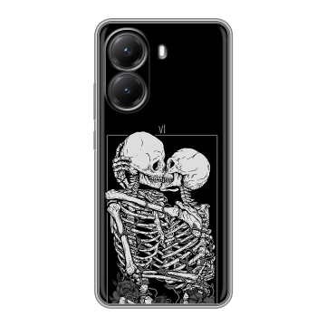 Силиконовый чехол на Poco X7 Pro с принтом Поцелуй скелетов