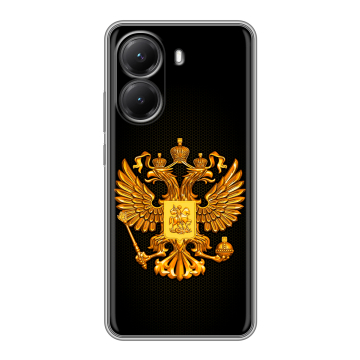 Силиконовый чехол на Poco X7 Pro с принтом Герб России желтый Силиконовый чехол на Poco X7 Pro с принтом Герб России желтый