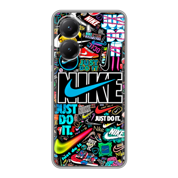 Силиконовый чехол на Poco X7 Pro с принтом найк nike черный Силиконовый чехол на Poco X7 Pro с принтом найк nike черный