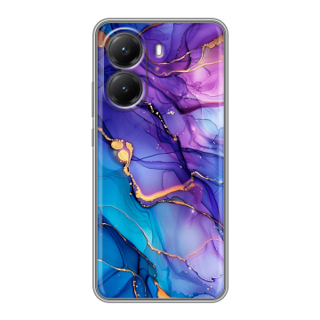 Силиконовый чехол на Poco X7 Pro с принтом синий мрамор