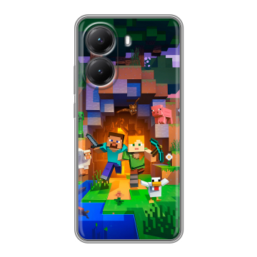 Силиконовый чехол на Poco X7 Pro с принтом Майнкрафт Minecraft Силиконовый чехол на Poco X7 Pro с принтом Майнкрафт Minecraft
