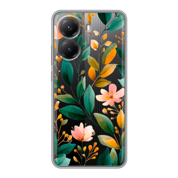 Силиконовый чехол на Poco X7 Pro с принтом Цветы паттерн