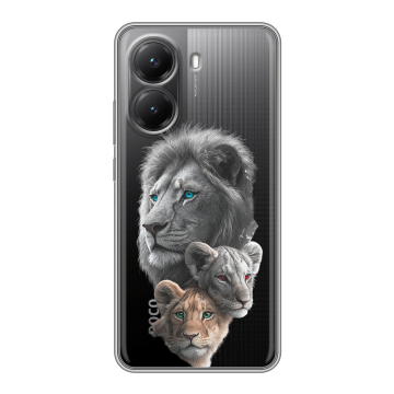 Силиконовый чехол на Poco X7 Pro с принтом Львы