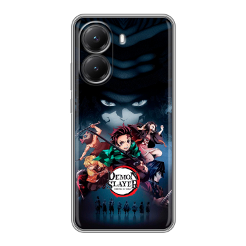 Силиконовый чехол на Poco X7 Pro с принтом Demon Slayer Клинок рассекающий демонов