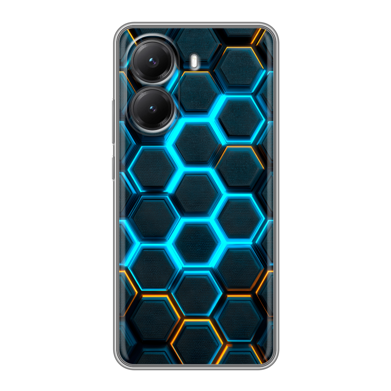 Силиконовый чехол на Poco X7 Pro с принтом Неоновые соты Силиконовый чехол на Poco X7 Pro с принтом Неоновые соты