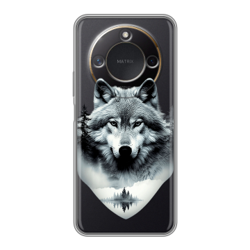Силиконовый чехол на Honor X9c Smart с принтом Волк в лесу