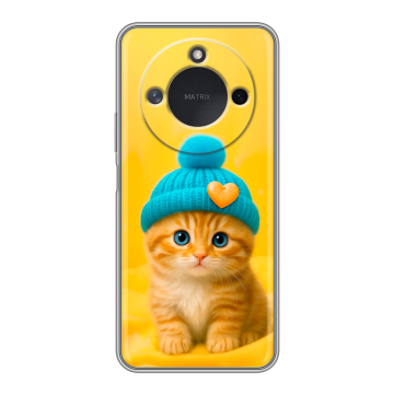 Силиконовый чехол на Honor X9c Smart с принтом Котенок в шапке