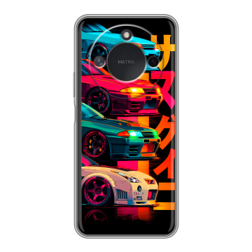 Силиконовый чехол на Honor X9c Smart с принтом Гоночные машины