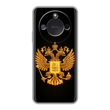 Силиконовый чехол на Honor X9c Smart с принтом Герб России желтый