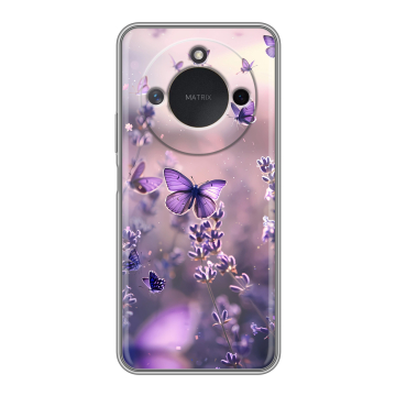 Силиконовый чехол на Honor X9c Smart с принтом бабочки и лаванда