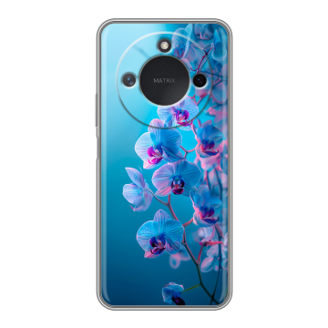 Силиконовый чехол на Honor X9c Smart с принтом голубые орхидеи