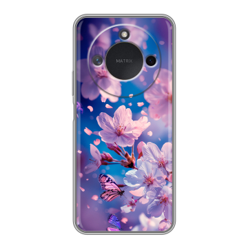 Силиконовый чехол на Honor X9c Smart с принтом цветы бабочки
