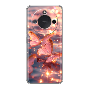 Силиконовый чехол на Honor X9c Smart с принтом бабочки розовые