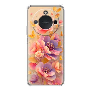 Силиконовый чехол на Honor X9c Smart с принтом Цветы и бабочки Силиконовый чехол на Honor X9c Smart с принтом Цветы и бабочки